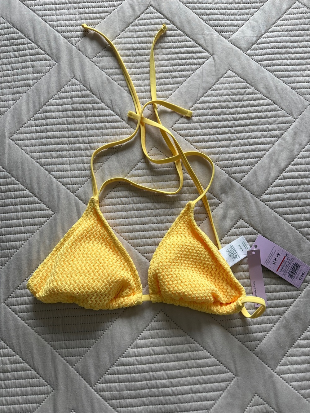 wild fable Yellow Textured Triangle Bikini Top